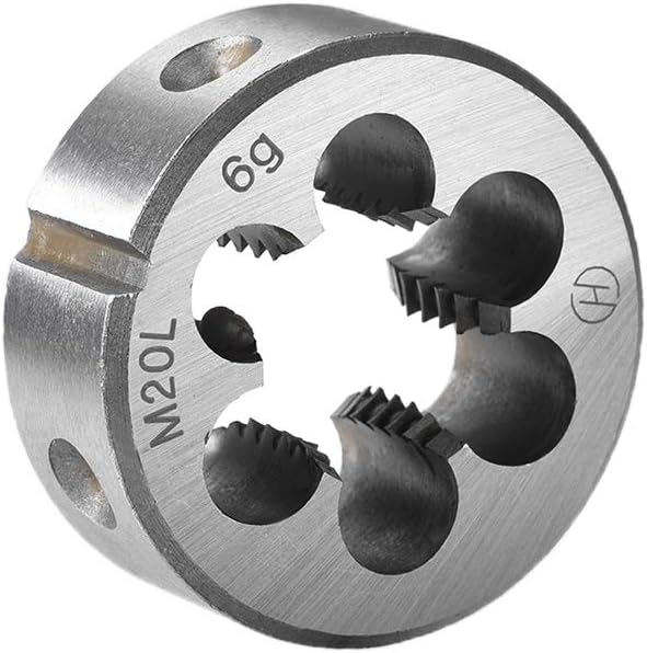 uxcell M20 x 2.5 Troquel redondo métrico, rosca de la máquina a la izquierda de rosca muere, corte de rosca de tornillo de acero de aleación Die