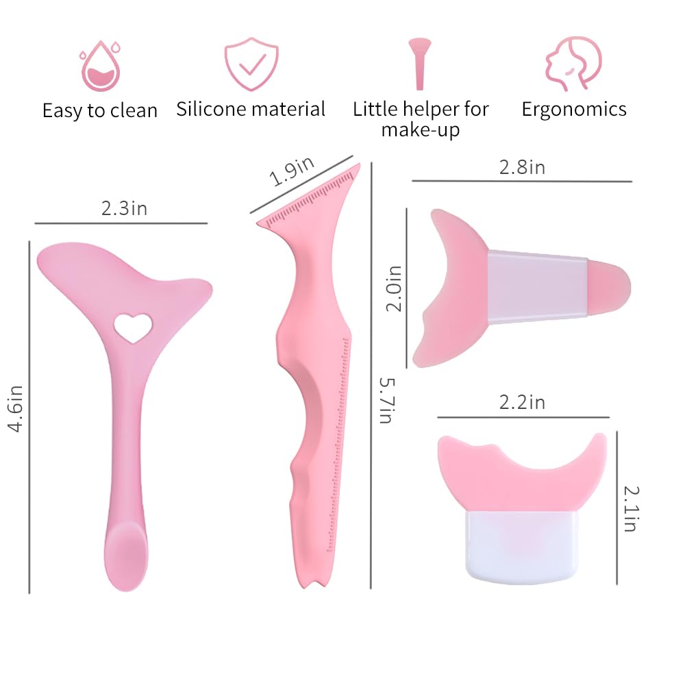 4 plantillas de delineador de ojos, herramienta multifuncional de maquillaje de ojos para mujeres como protector de pestañas, modelado de cejas,