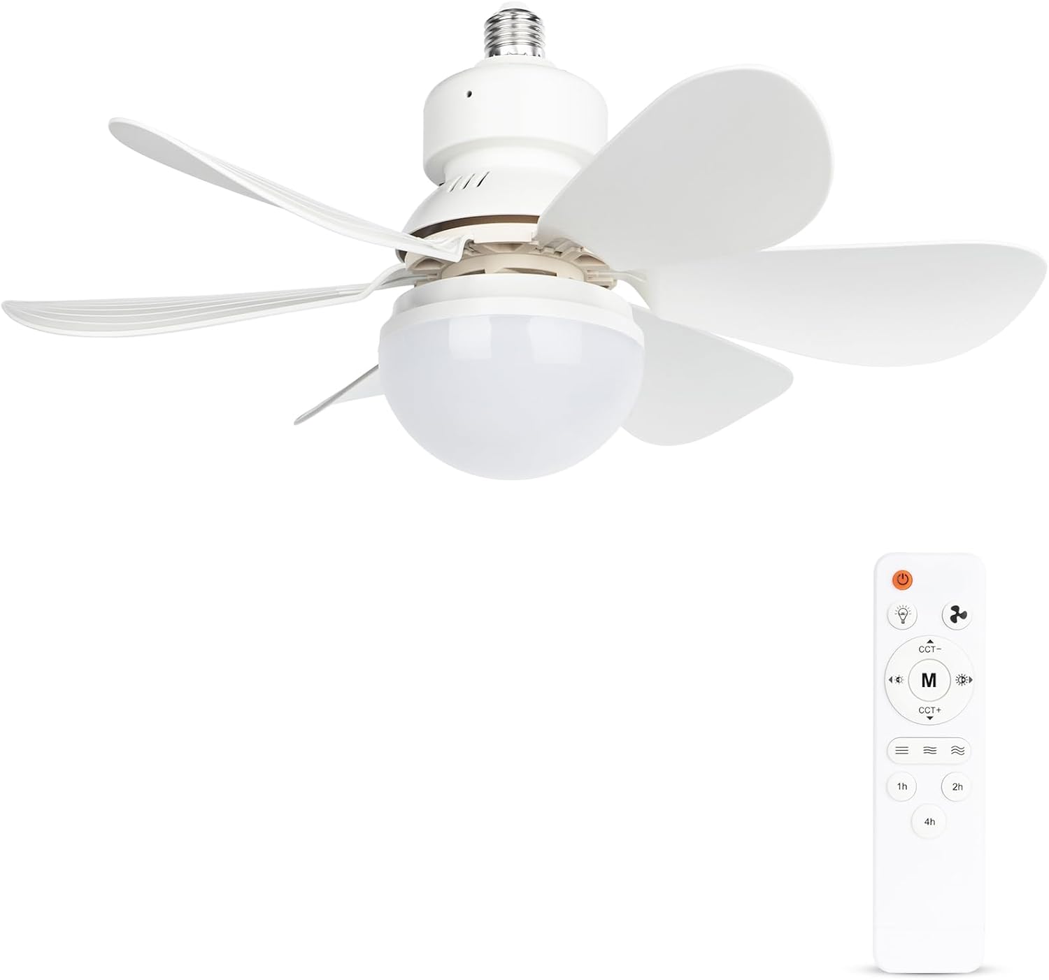 Ventilador de enchufe con control remoto, mini ventilador de techo sin aspas con luz regulable para garaje, lavandería, cocina, habitación,