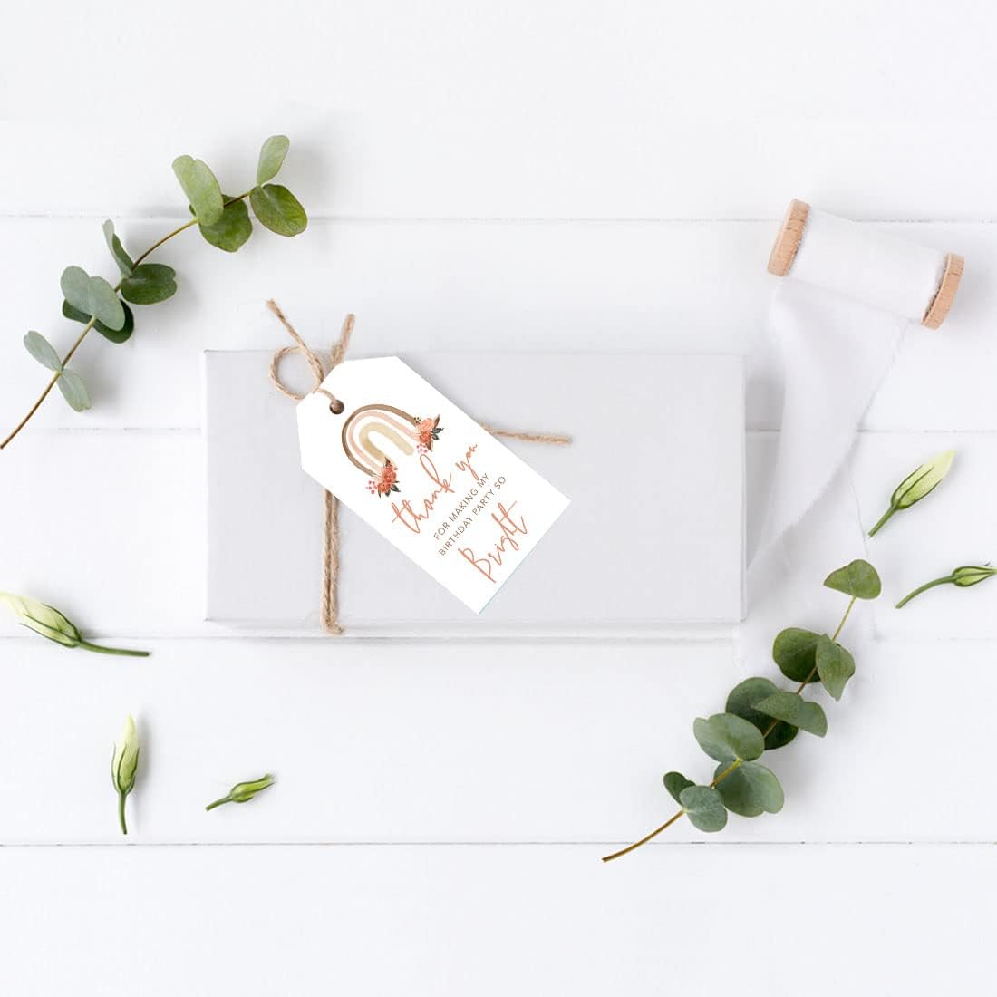 Andaz Press Paquete de 40 etiquetas de regalo clásicas con texto en inglés “Thank You for Making My Birthday Party So Bright” con cuerda para fiesta