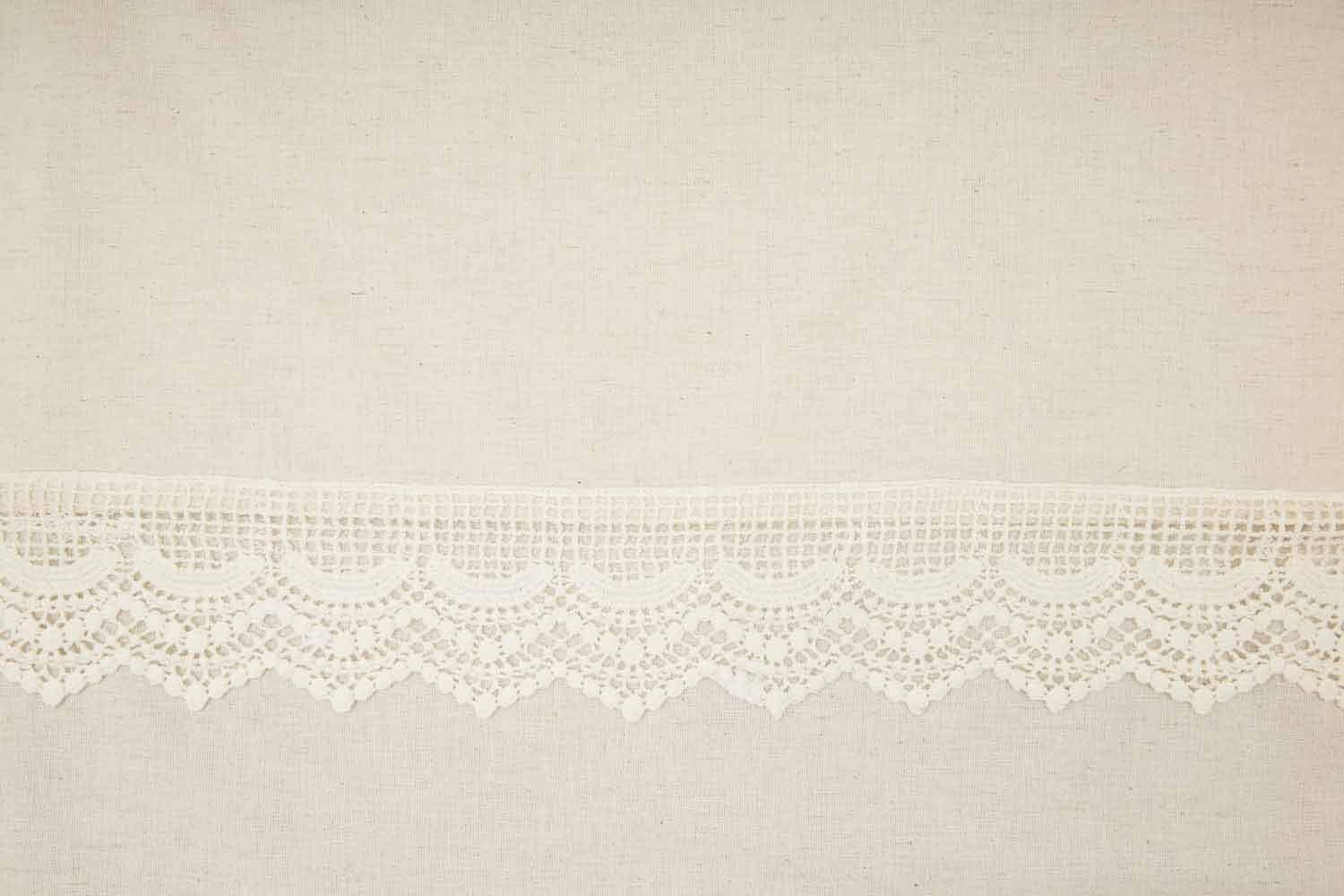 Piper Classics Cortina de ducha de lino y encaje, 72 x 72 pulgadas, decoración de baño color crema natural con ribete de encaje de ganchillo y