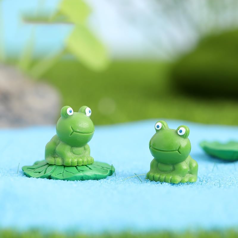50 figuras de resina de mini ranas, figuras en miniatura de rana verde, figuras de micro ranas, pequeñas figuras de rana linda, modelo miniatura de