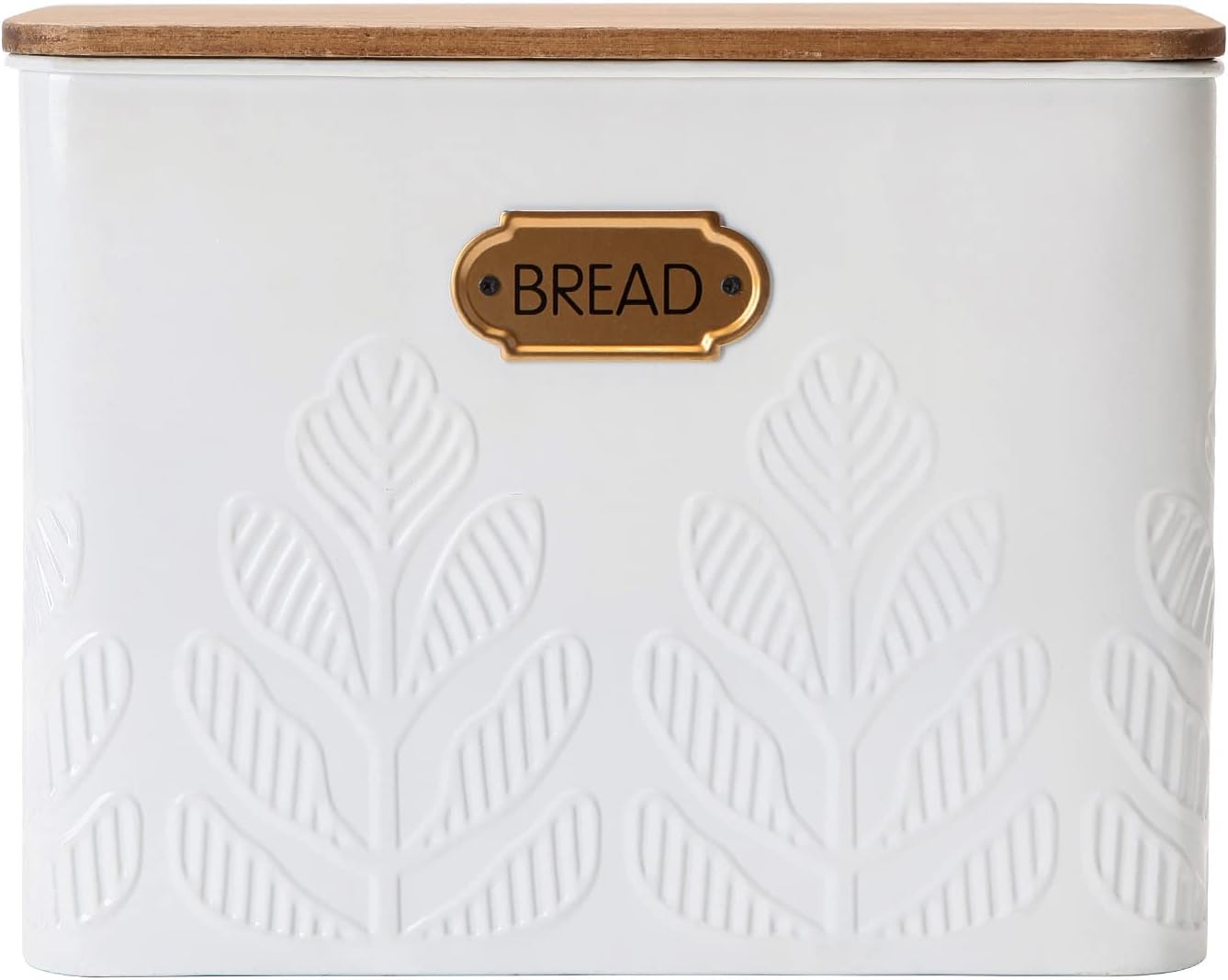 NIKKY HOME Caja de pan blanca extragrande que ahorra espacio con tapa de madera, capacidad para 2 panes, contenedor vertical para almacenamiento de