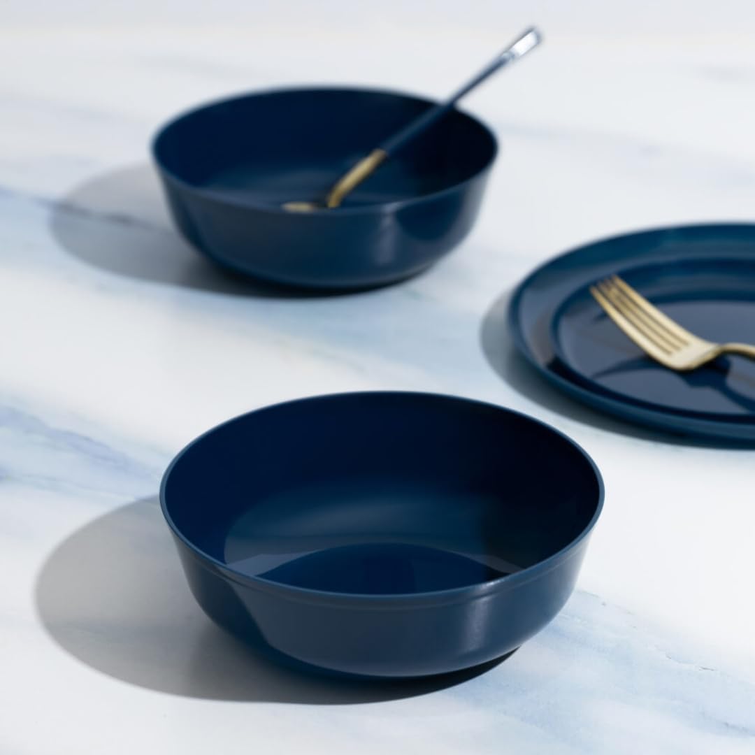 Edge – Cuencos redondos de plástico desechables de 16 onzas (10 unidades), color azul marino, para fiestas, eventos y ocasiones especiales