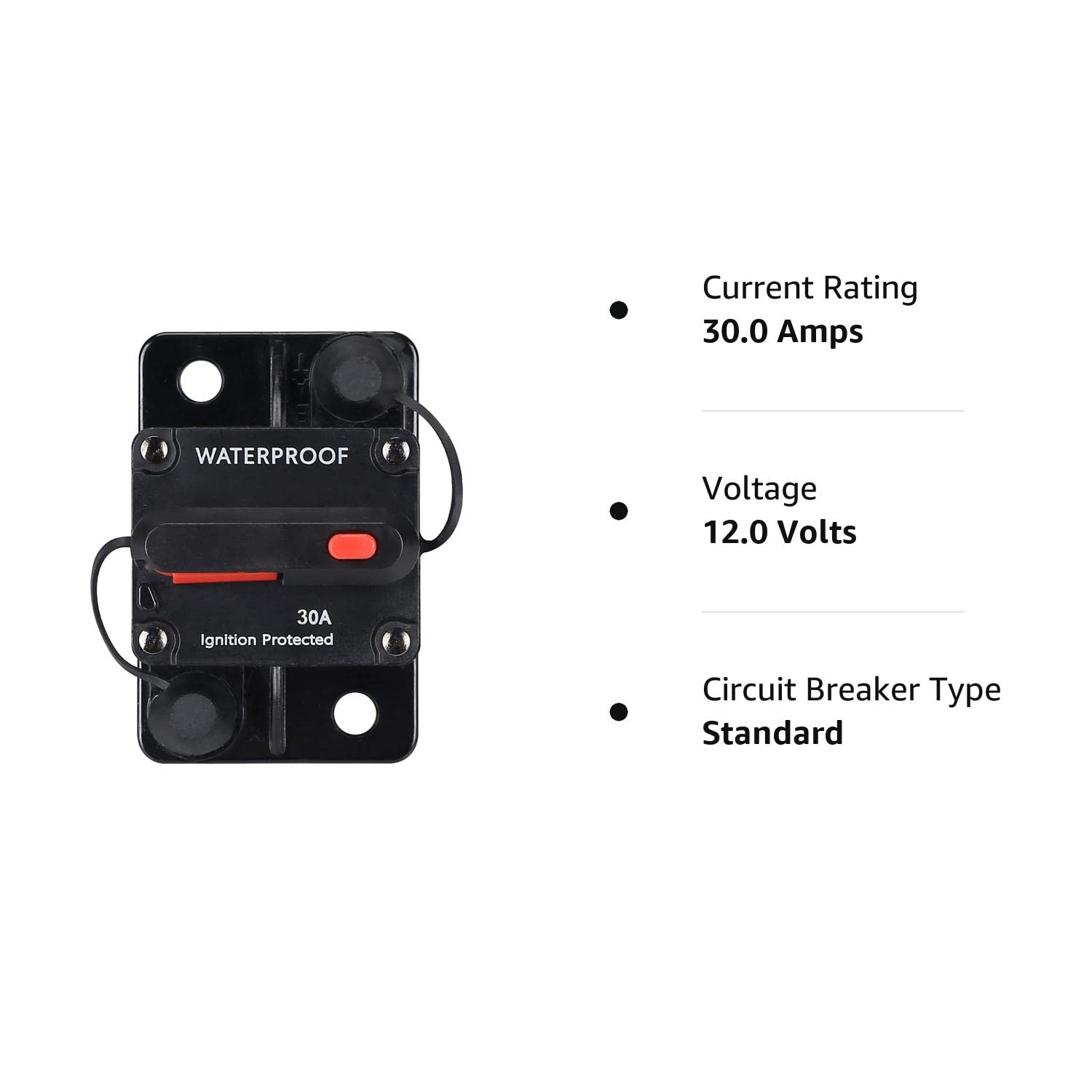Disyuntor impermeable de 30 amperios, con reinicio manual, 12 V-48 V CC, para motores marinos de arrastre de automóvil, barco, ATV, protección de