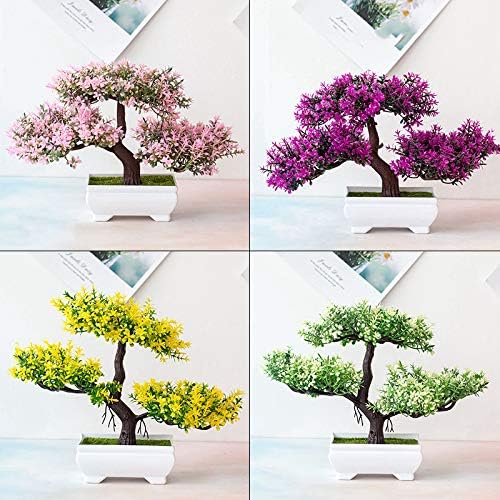AIDNTBEO Planta artificial falsa Bonsái en maceta, árbol de pino de simulación para decoración del hogar y oficina, color rosa