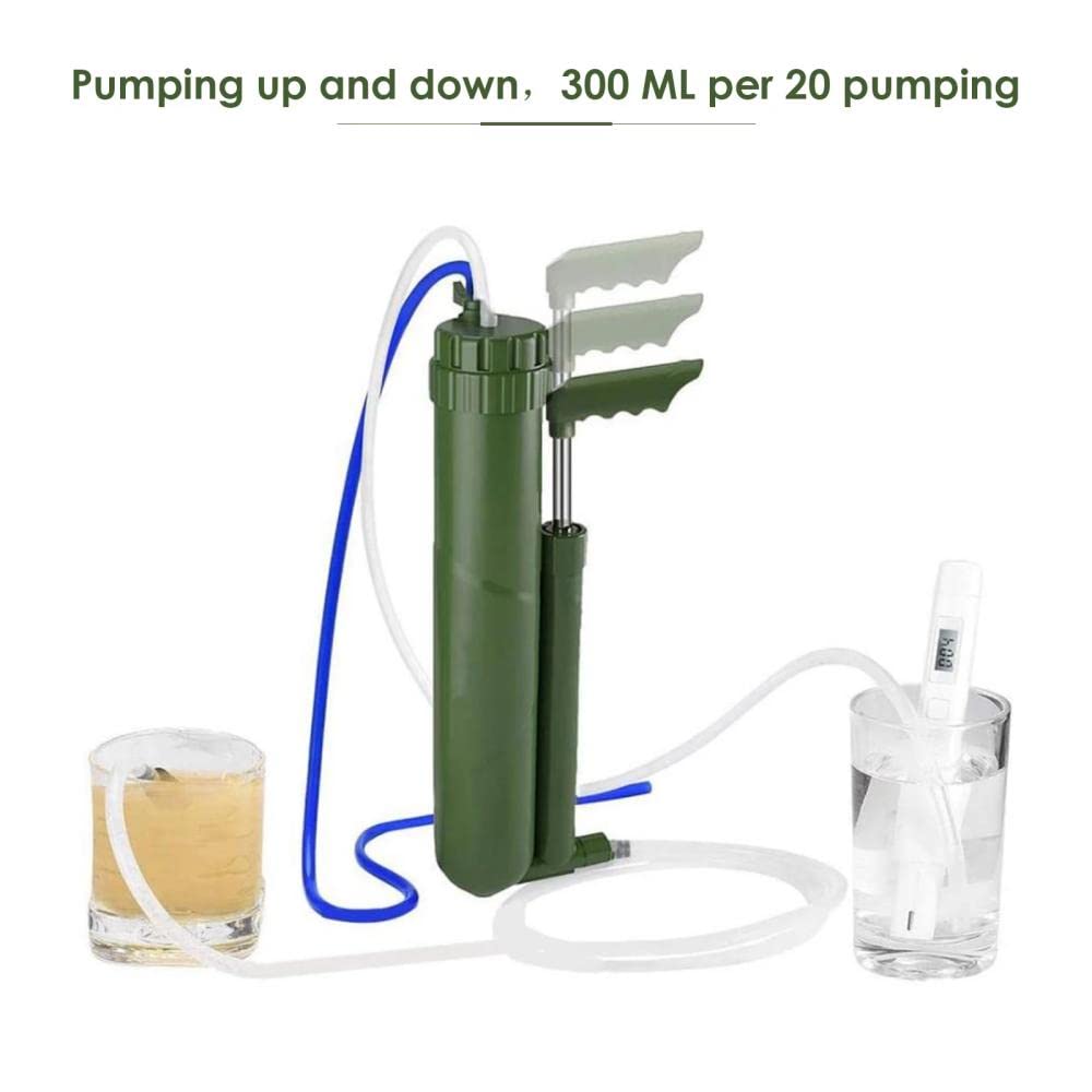 Generic Bomba de filtro de agua portátil para exteriores, filtración de 3 etapas a 0.01 micrones, fabricada con acero inoxidable SUS 304