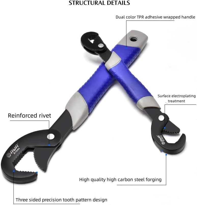 Llave universal de dientes de tres lados, llave de tubo multifuncional, llave ajustable, juego de llaves abiertas grandes y pequeñas