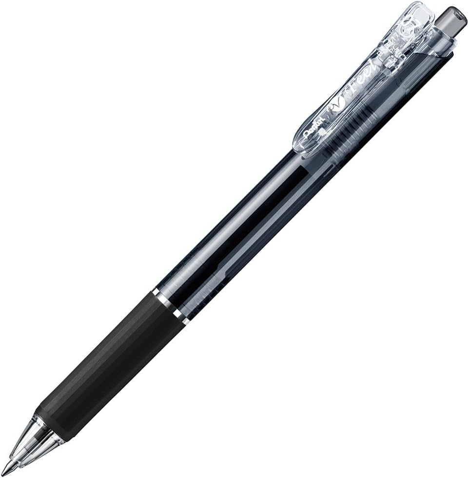 Pentel Bolígrafo permanente Feel 0.7 XBXB117A10, color negro transparente, paquete de 10 unidades
