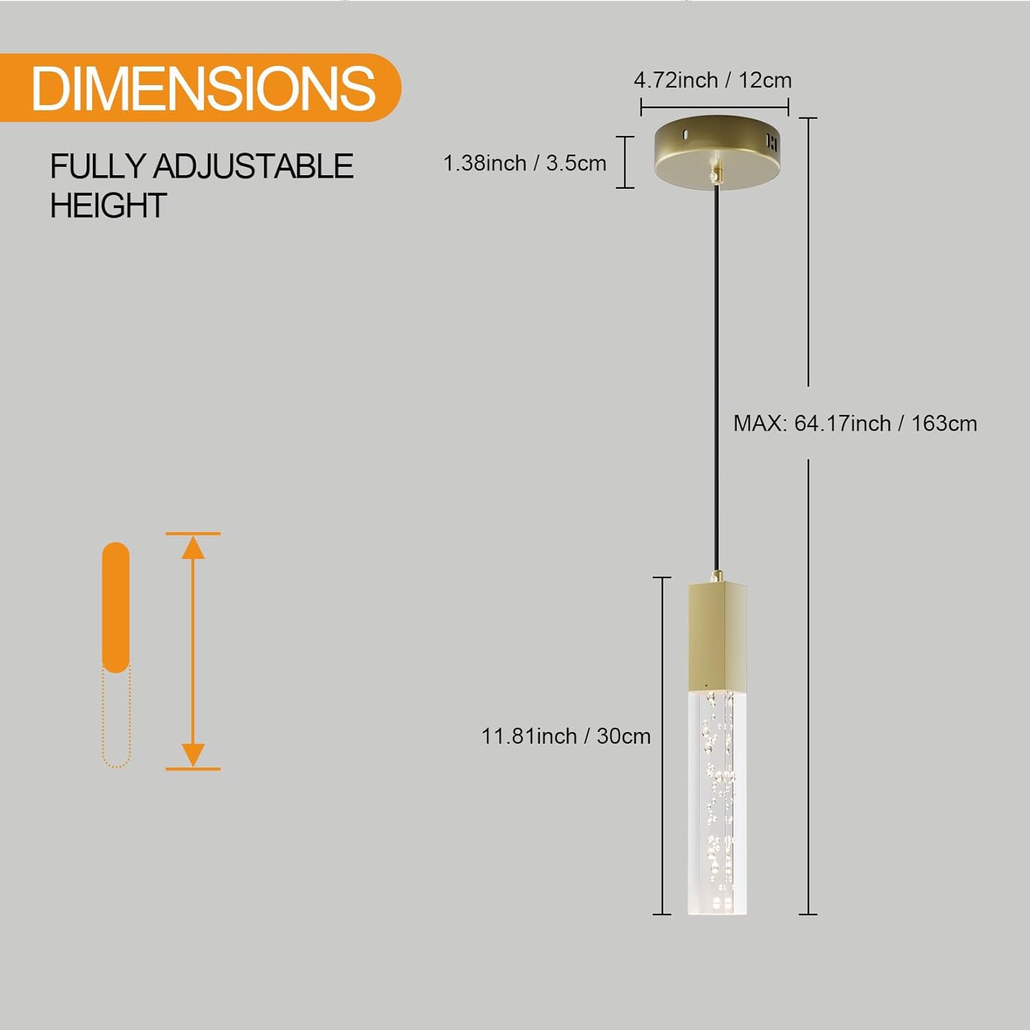 Lámpara colgante de latón, lámpara colgante LED integrada regulable moderna para isla de cocina, mini lámpara colgante de cristal para baño