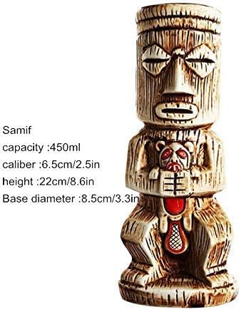 Tazas de cóctel Tiki, vasos Tiki de cerámica hawaiana  Tiki bar profesional  Vajilla hawaiana para fiesta hawaiana (450 ml15.2 onzas)
