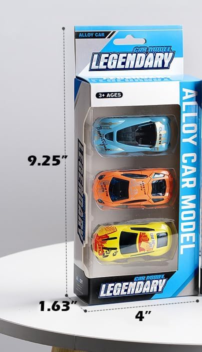 1 juego de 3 piezas de mini vehículos deportivos de carreras, cuerpo de metal fundido a presión, regalos de cumpleaños, regalos de fiesta, rellenos