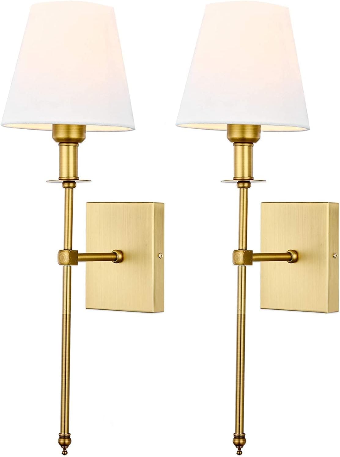 Juego de 2 apliques de pared que funcionan con pilas, no cableados, lámpara de pared alimentada por pilas con bombilla regulable remota, fácil de