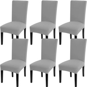 Fuloon – Juego de 6 fundas protectoras para sillas de comedor, elásticas, removibles, lavables, cortas, para hoteles, comedores, ceremonias, Fuloon – Juego de 6 fundas protectoras para sillas de comedor, elásticas, removibles, lavables, cortas, para hoteles, comedores, ceremonias,