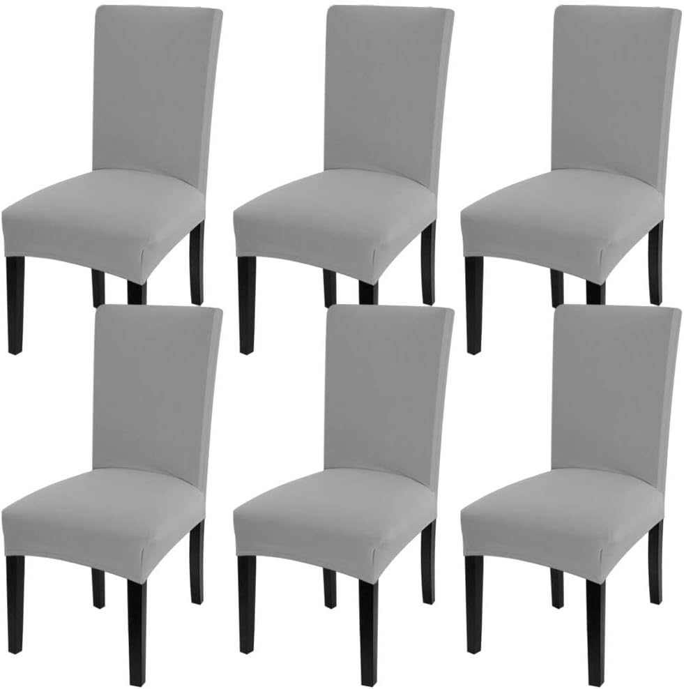 Fuloon – Juego de 6 fundas protectoras para sillas de comedor, elásticas, removibles, lavables, cortas, para hoteles, comedores, ceremonias,