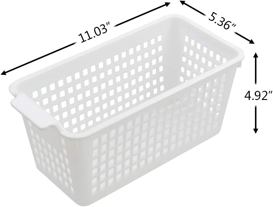Cesta de almacenamiento de plástico, cestas de plástico delgadas profundas, 6 paquetes