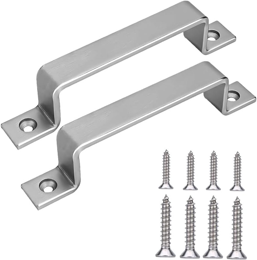 Manija de puerta de granero cepillado de níquel, herrajes para puerta corredera, juego de manijas de puerta (paquete de 2), tiradores de puerta (2