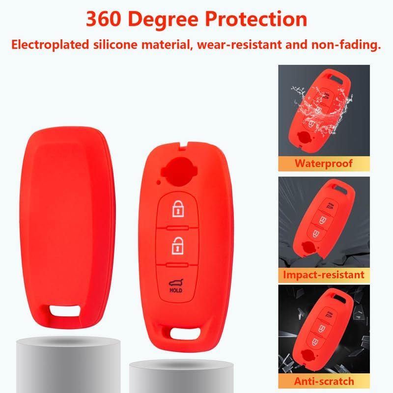 BE – Funda de silicona para llavero Nissan, accesorios compatibles con Nissan Altima Pathfinder Rogue 2023, 3 botones, color negro y rojo, 2 unidades
