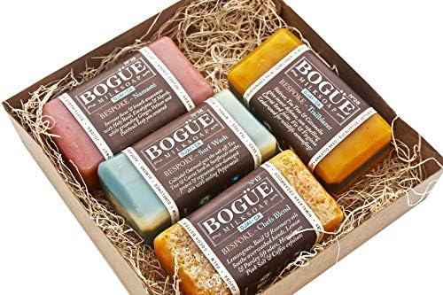 BOGUE Goat Milk Soap-N12 Chefs Blend N18 Surf Rider N19 Yoga Blend & N28 Trailblazer-BESPOKE 4xBar Giftset Box