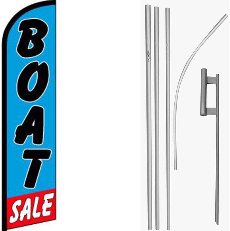 Premium Boat RedWindless Flag & 16ft Flagpole KitGround