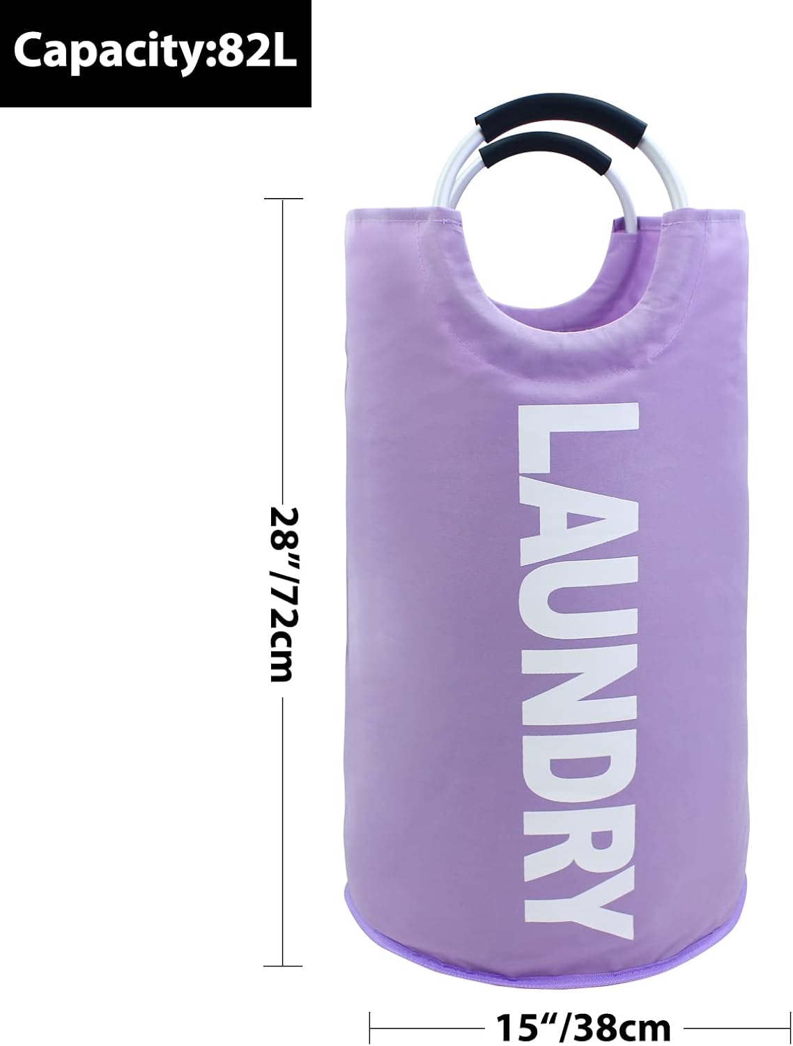 Mziart Cesta de lavandería plegable grande de 82 litros con asas acolchadas, cesta de tela Oxford resistente, bolsa de lavandería alta, organizador