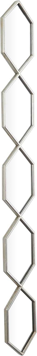 Deco 79 Espejo de pared de metal para habitación, cadena apilada delgada, espejo de entrada de 5 capas con patrón de enrejado, espejo para montar en