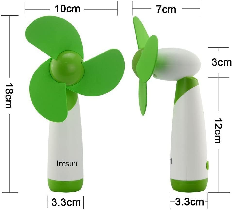 JDYYICZ Mini ventilador de mano, batería de ventilador personal, cuchillas de espuma suave para el hogar y viajes (verde, 1 unidad)