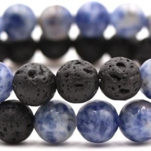 2 pulseras elásticas de piedra volcánica de roca volcánica mate de roca volcánica de 0.315 in de roca volcánica para aromaterapia, difusor de 2 pulseras elásticas de piedra volcánica de roca volcánica mate de roca volcánica de 0.315 in de roca volcánica para aromaterapia, difusor de