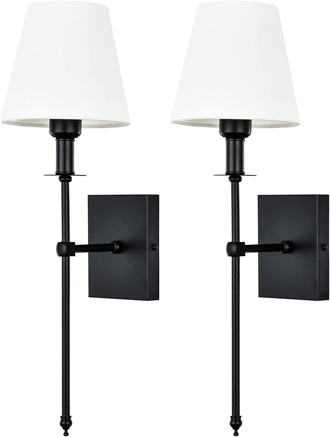 Juego de 2 apliques de pared alimentados por pilas, no requiere cableado, para mesita de noche, pared de TV, salón, granja. Con bombilla regulable