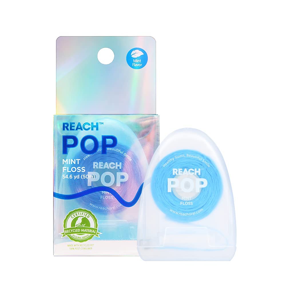 REACH Hilo dental POP  Cera vegana y sin PFAS, duradero y resistente a las trituraciones, se desliza suavemente y fácilmente  Eliminación efectiva
