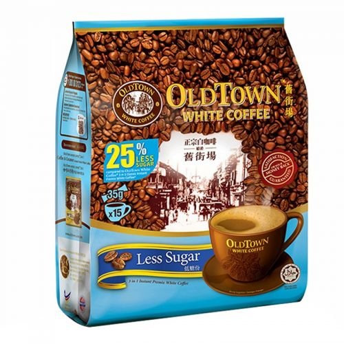 Old Town White Coffee 3 en 1 Menos sabor a azúcar (paquete de 4 x 15 bolsitas) Importado de Malasia