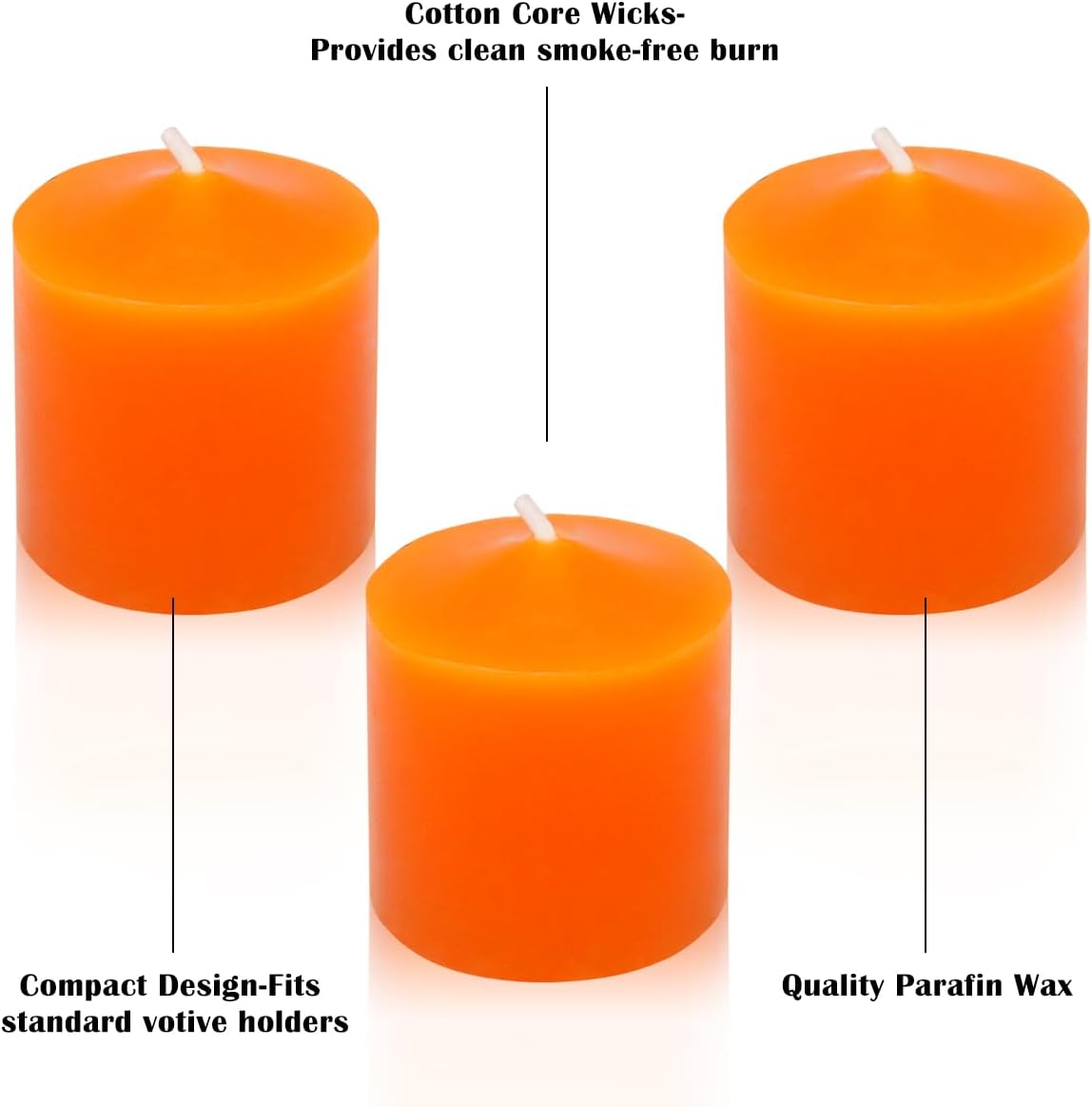 Velas votivas naranjas de 10 horas para bodas, fiestas, Halloween, otoño y emergencia, juego de 36 velas a granel sin perfume para restaurantes y