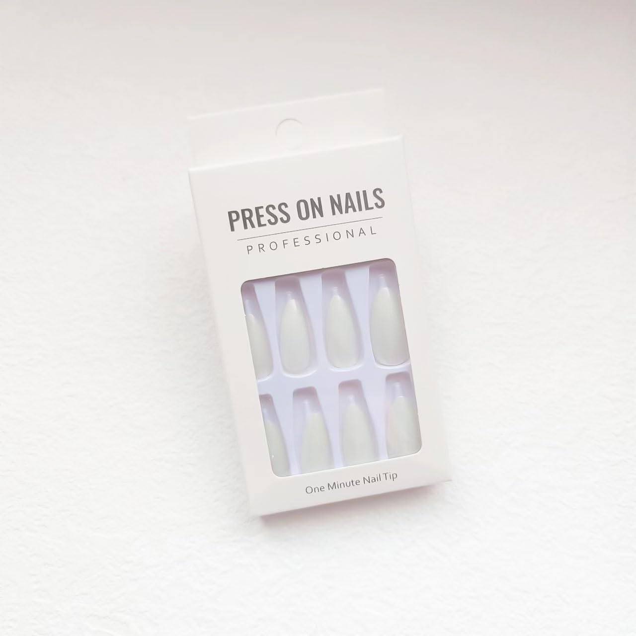 24 uñas postizas medianas a presión de almendra, uñas postizas cromadas blancas perla brillante, uñas postizas de cobertura completa, uñas acrílicas