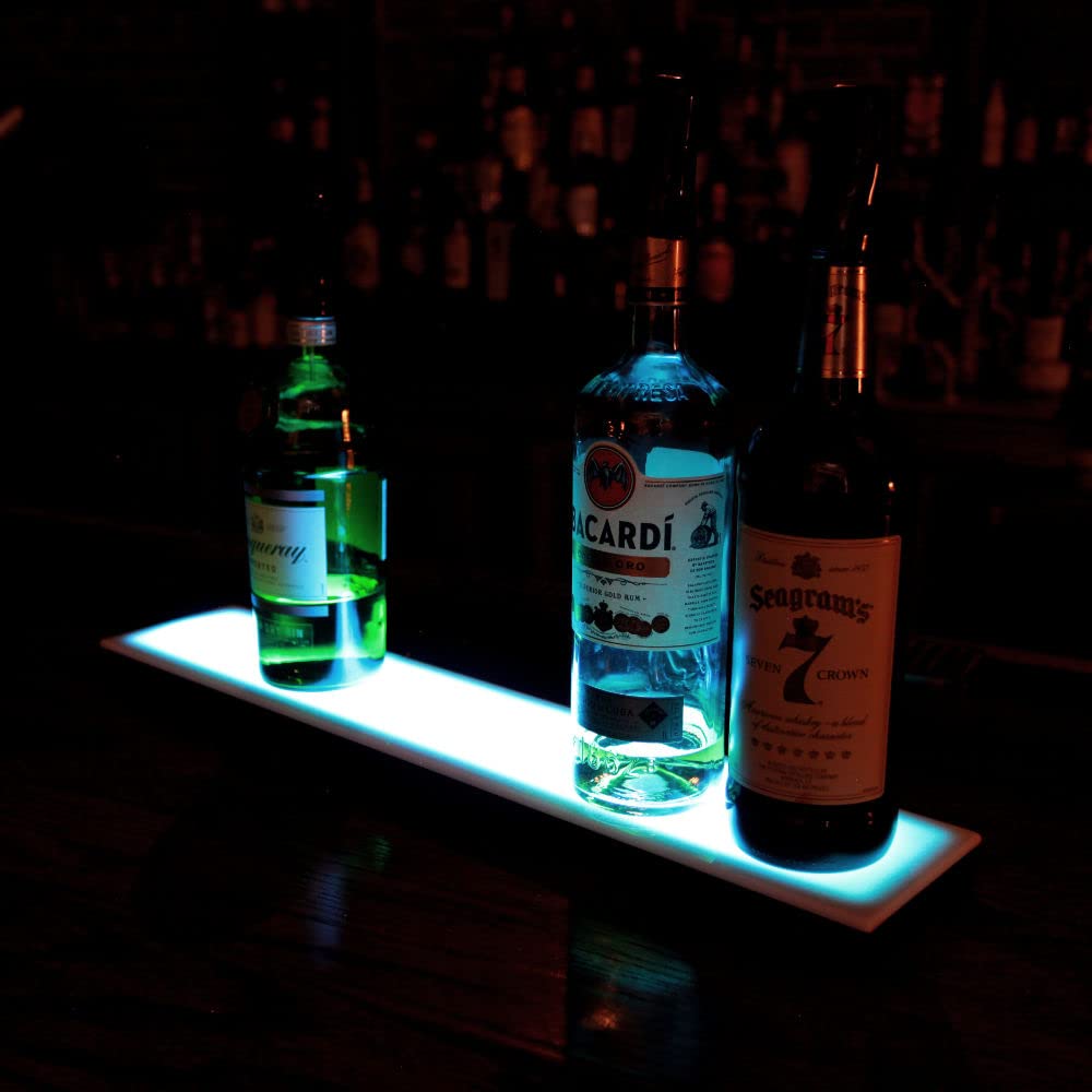 BARCONIC Estante de exhibición LED para botellas de licor, perfil bajo, 1 nivel (escalón), 30 pulgadas