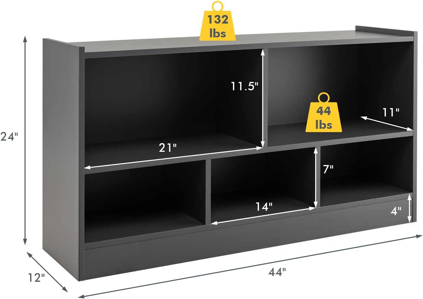 IFANNY – Estantería de 5 cubos, organizador de 2 niveles con compartimentos abiertos, estanterías y estanterías de madera, estantes de