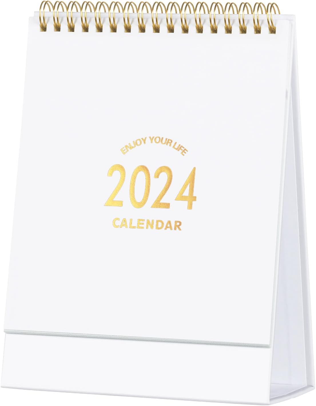 Calendario de escritorio pequeño 2024, funciona desde ahora hasta diciembre de 2024, calendario de escritorio con tapa de pie, anillo de metal,