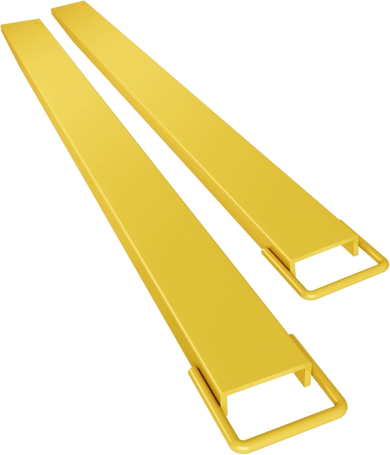 Extensión de horquilla de palet de 60 pulgadas de longitud de 5.5 pulgadas de ancho, acero resistente, 1 par, amarillo