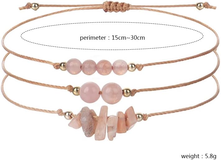 COLORFUL BLING 3 pulseras de piedra natural para mujeres y hombres, pulseras de cuentas de cristal curativo, amatista espiritual, cuarzo rosa,
