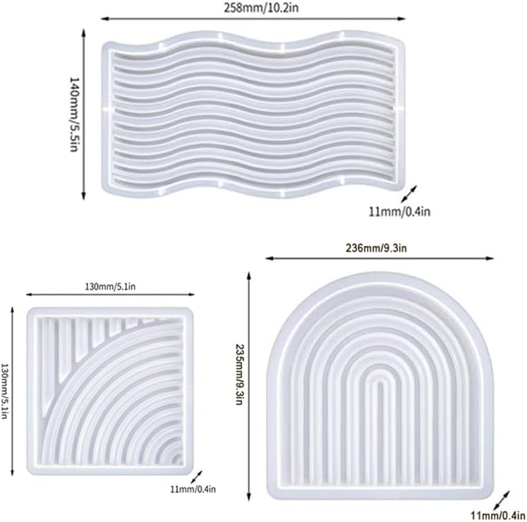 Juego de 3 moldes de resina de silicona, moldes geométricos de silicona, molde de contenedor de resina en forma de arco iris para jabón, velas