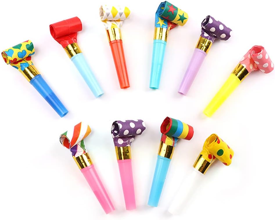 36 sopladores de fiesta que hacen ruido, recuerdos de fiesta, con flecos, coloridos para fiestas, silbatos de fiesta para juegos de cumpleaños,