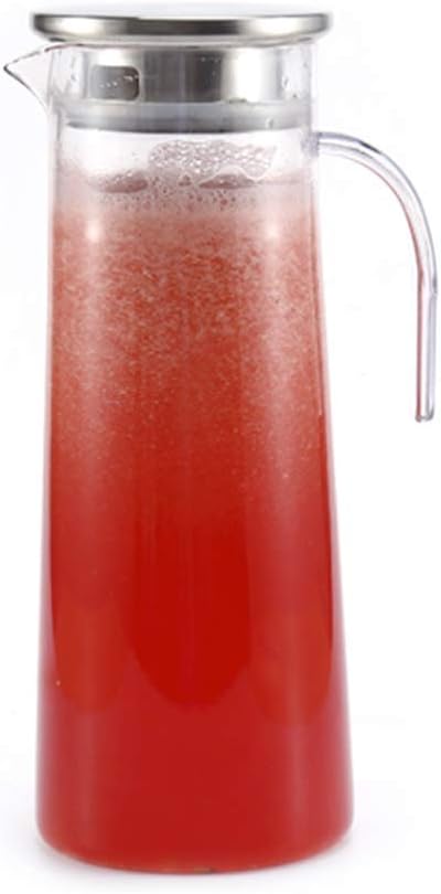 Tarro de jugo de acrílico de 1.2 l, con tapa hermética, jarra fácil de verter y mango para agua, jugo, café helado y té helado #1
