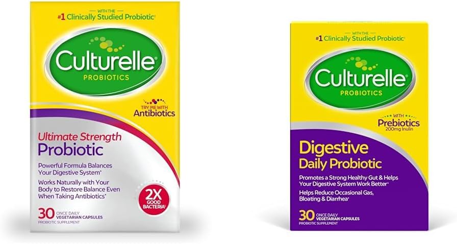 Culturelle Probiótico Ultimate Strength para hombres y mujeres y cápsulas probióticas diarias para hombres y mujeres, cepa probiótica más estudiada