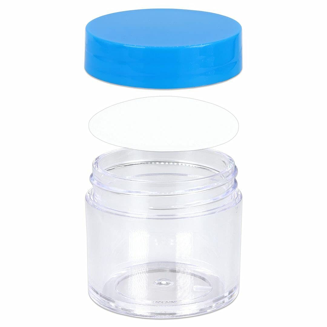 Beauticom 1.06 oz1.0 fl oz (1 fl. oz.) Tarros plásticos transparentes de doble pared a prueba de fugas con tapas superiores planas para cremas,