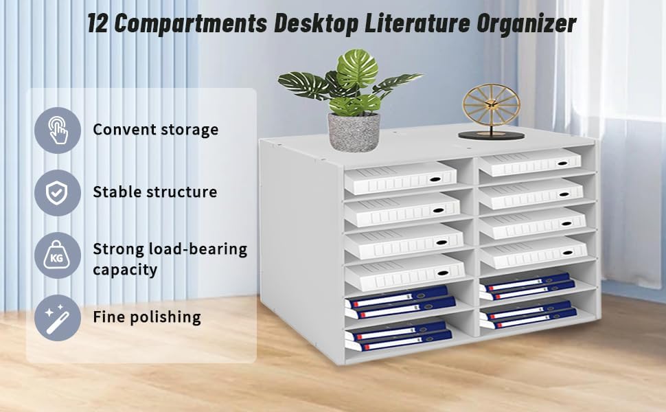Organizador clasificador de archivos ajustable de PVC, organizador de literatura para escritorio, centro de correo, gabinete de almacenamiento de
