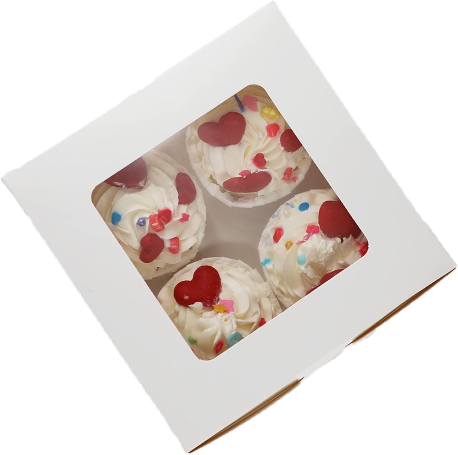 MonYouGe Juego de 30 cajas para cupcakes a granel con ventana transparente para 4 cupcakes estándar, contenedor desechable de grado alimenticio