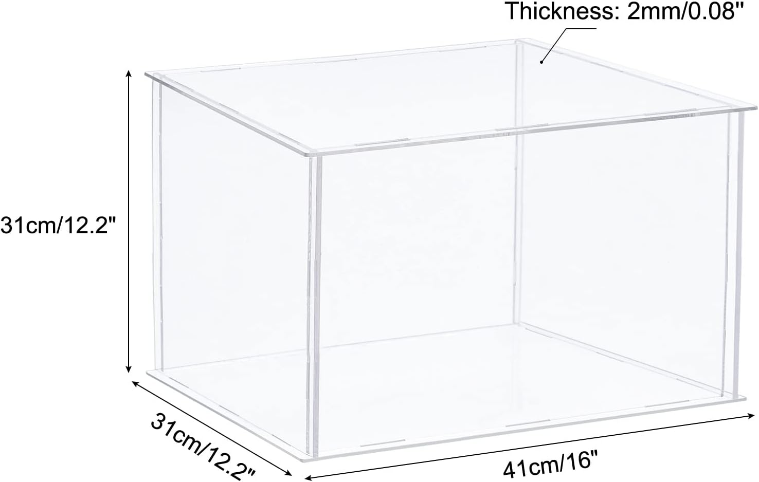 MECCANIXITY Estuche de exhibición transparente, caja de acrílico para ensamblar caja a prueba de polvo, 15.7 x 11.8 x 11.8 pulgadas para