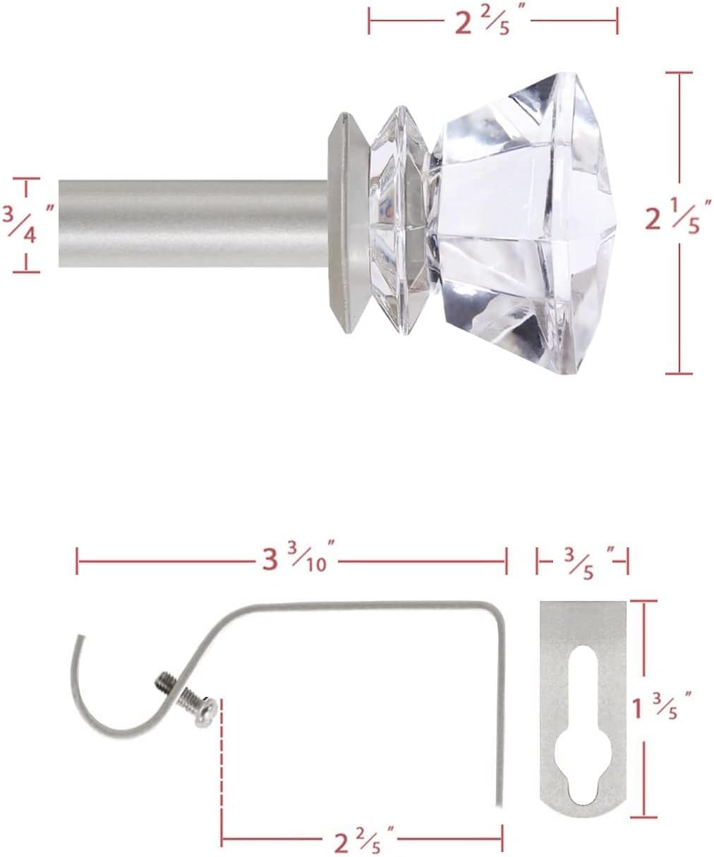 H.VERSAILTEX Barras de cortina de ventana para ventanas de 28 a 48 pulgadas, ajustables, decorativas, 34 de pulgada de diámetro, juego de cortinero