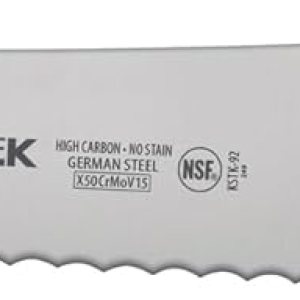 Winco Sof-Tek, cuchillo de panpastelería de 10 pulgadas de ancho, mango de agarre suave, platanegroazul Winco Sof-Tek, cuchillo de panpastelería de 10 pulgadas de ancho, mango de agarre suave, platanegroazul