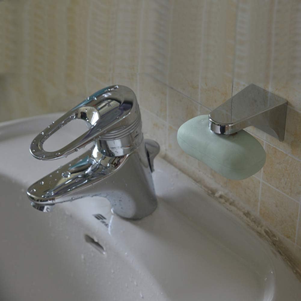 Caja magnética de plata para el hogar, soporte de jabón, estante de fijación de pared, jaboneras de baño