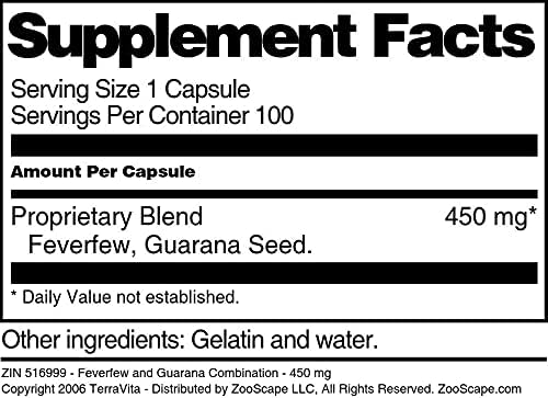 Combinación de matricaria y guaraná – 450 mg (100 Cápsulas, ZIN 516999)